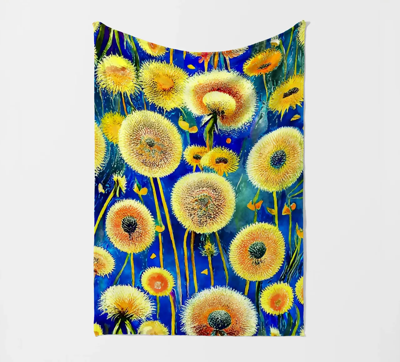 Funky Dandelions fleece blanket by Botanical Pattern House
