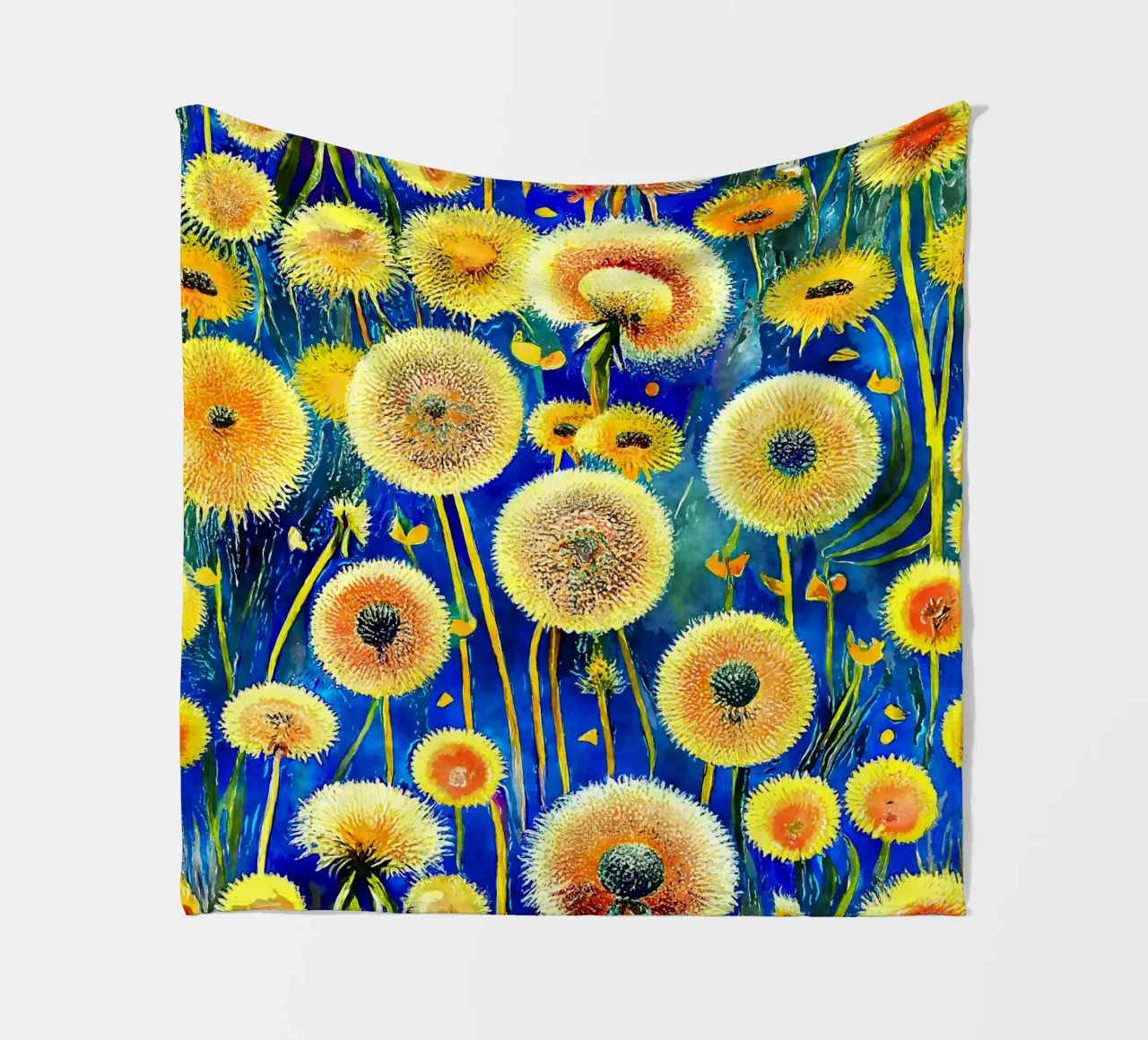 Funky Dandelions fleece blanket by Botanical Pattern House