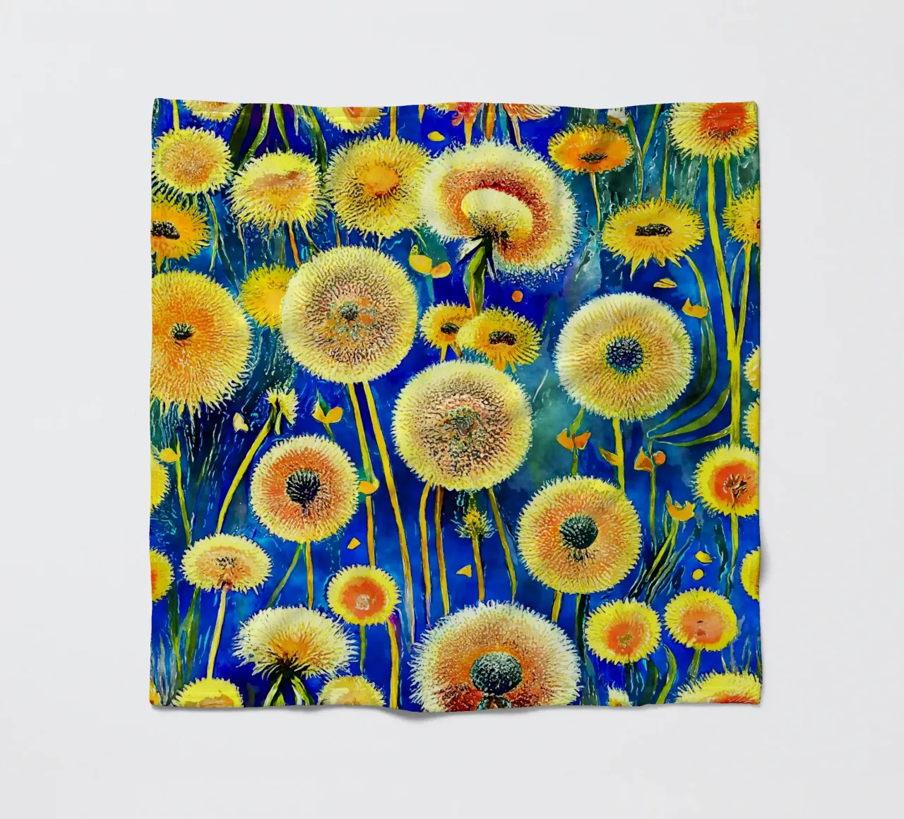 Funky Dandelions fleece blanket by Botanical Pattern House