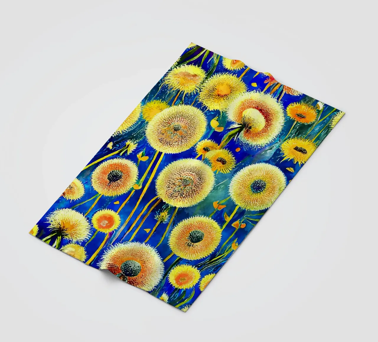 Funky Dandelions fleece blanket by Botanical Pattern House