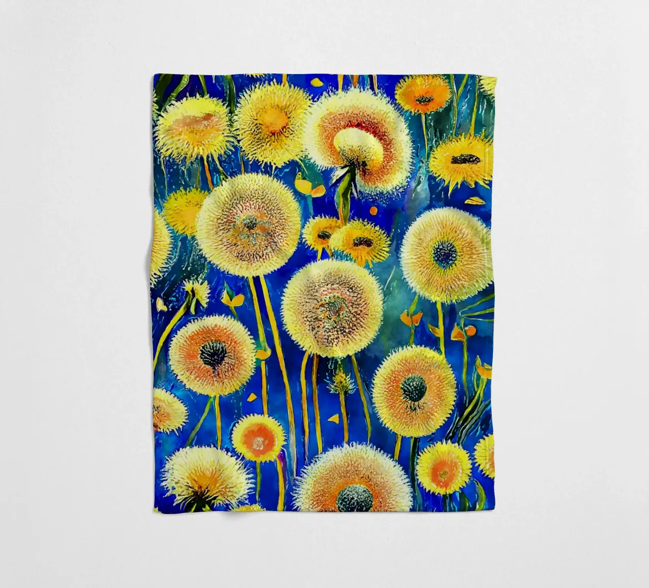 Funky Dandelions fleece blanket by Botanical Pattern House