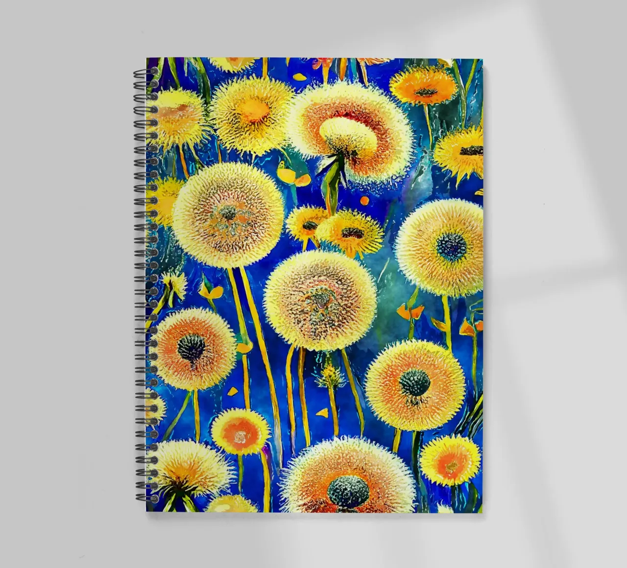 Funky Dandelions spiral notebook by Botanical Pattern House