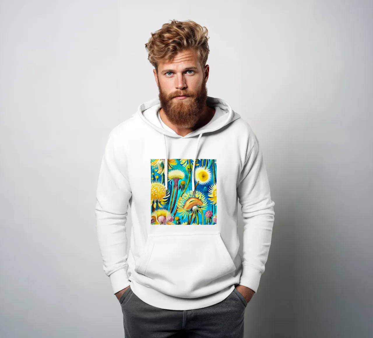 Denti di leone divertenti felpa con cappuccio da Botanical Pattern House