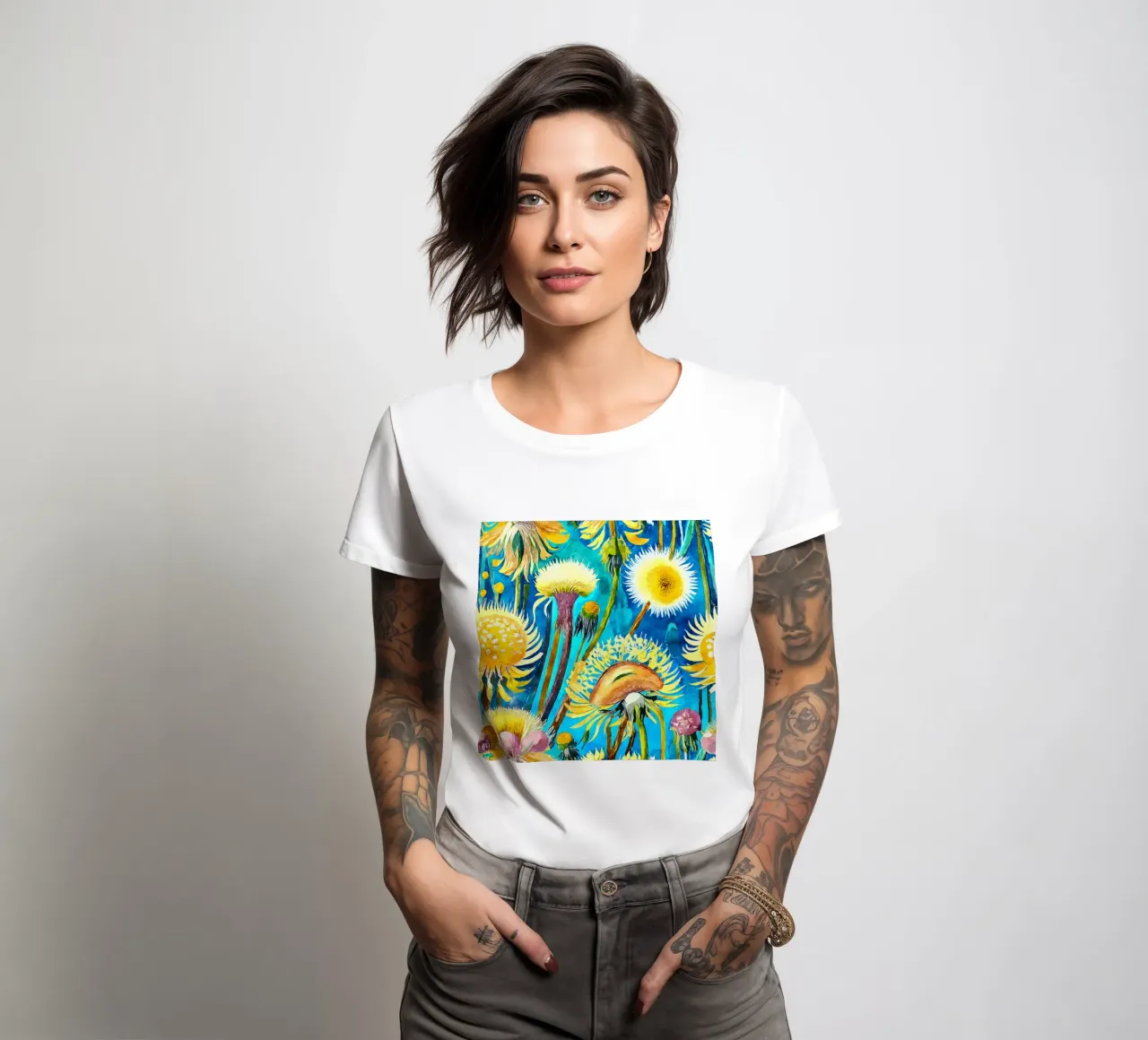 Funky Löwenzahn Frauen T-Shirt von Botanical Pattern House