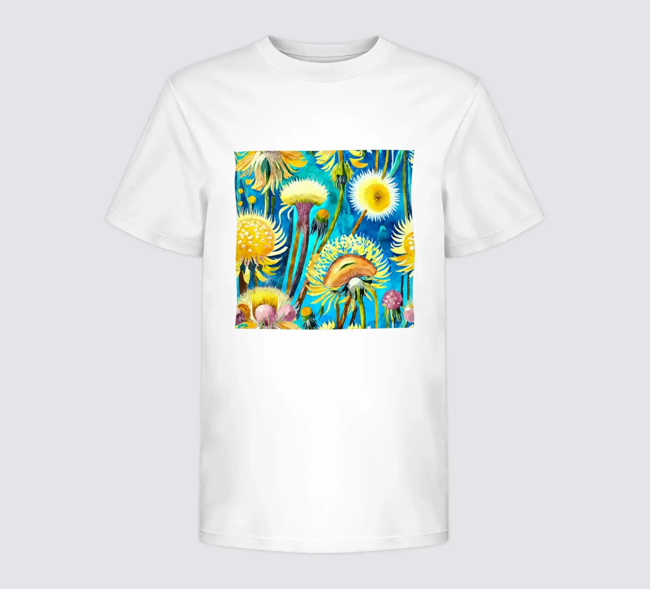 Funky Dandelions kids t-shirt by Botanical Pattern House