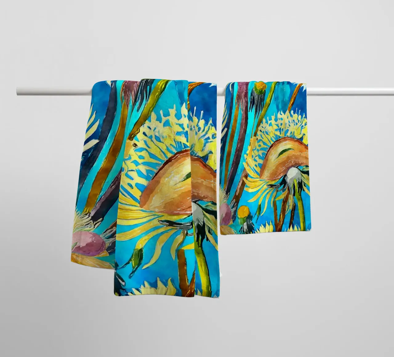 Funky Dandelions towel by Botanical Pattern House