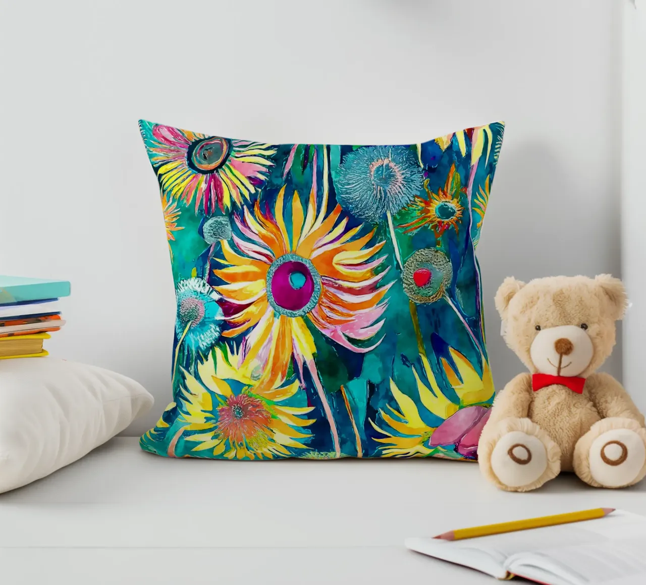 Funky Dandelions decorative cushion by Botanical Pattern House