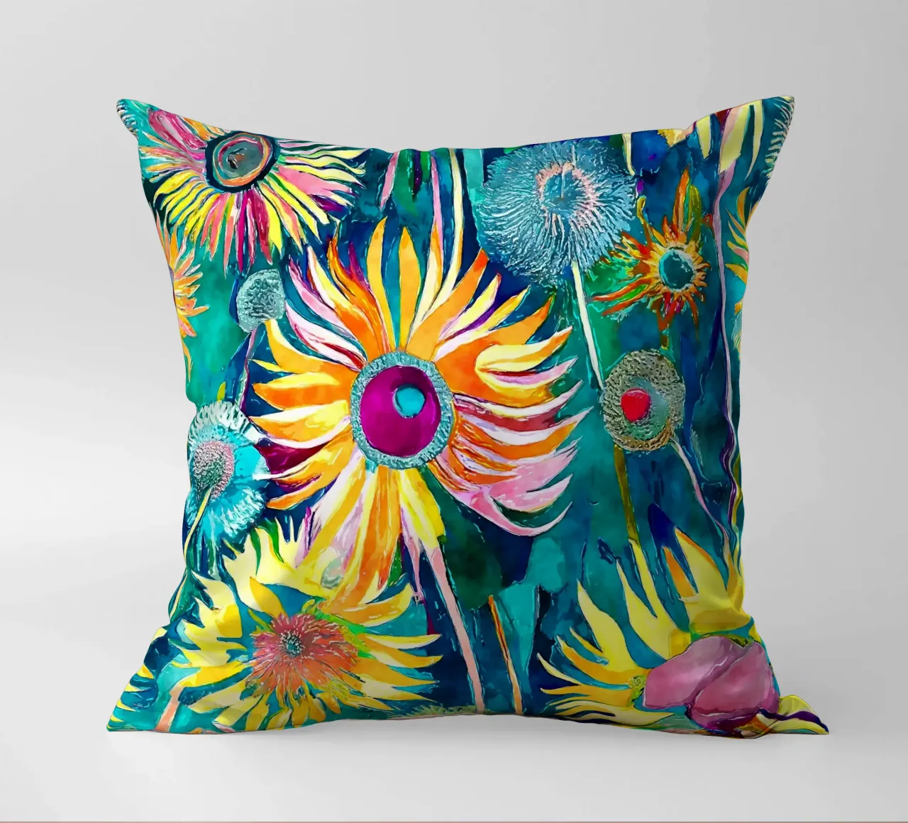 Funky Dandelions decorative cushion by Botanical Pattern House