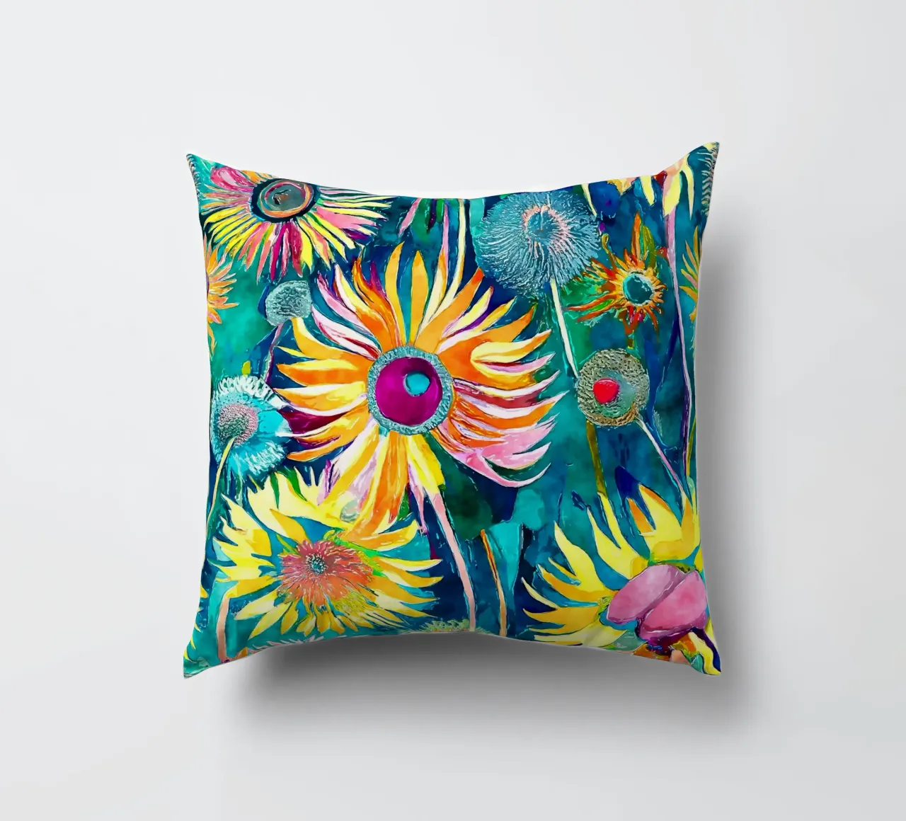 Funky Dandelions decorative cushion by Botanical Pattern House
