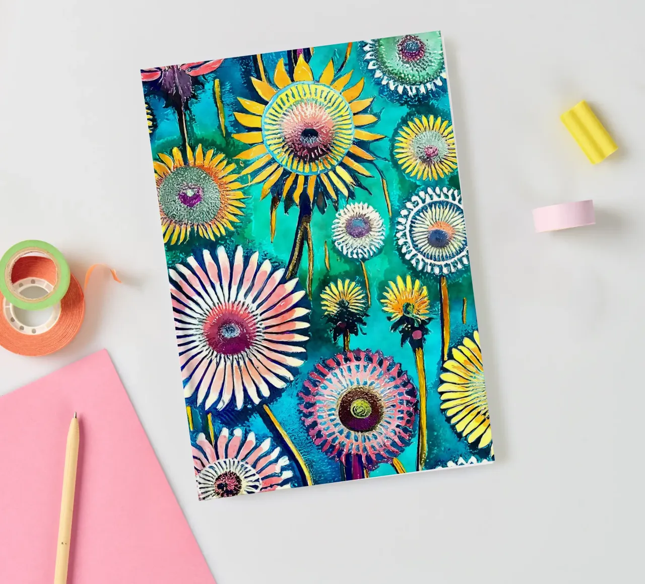 Funky Dandelions notebook by Botanical Pattern House