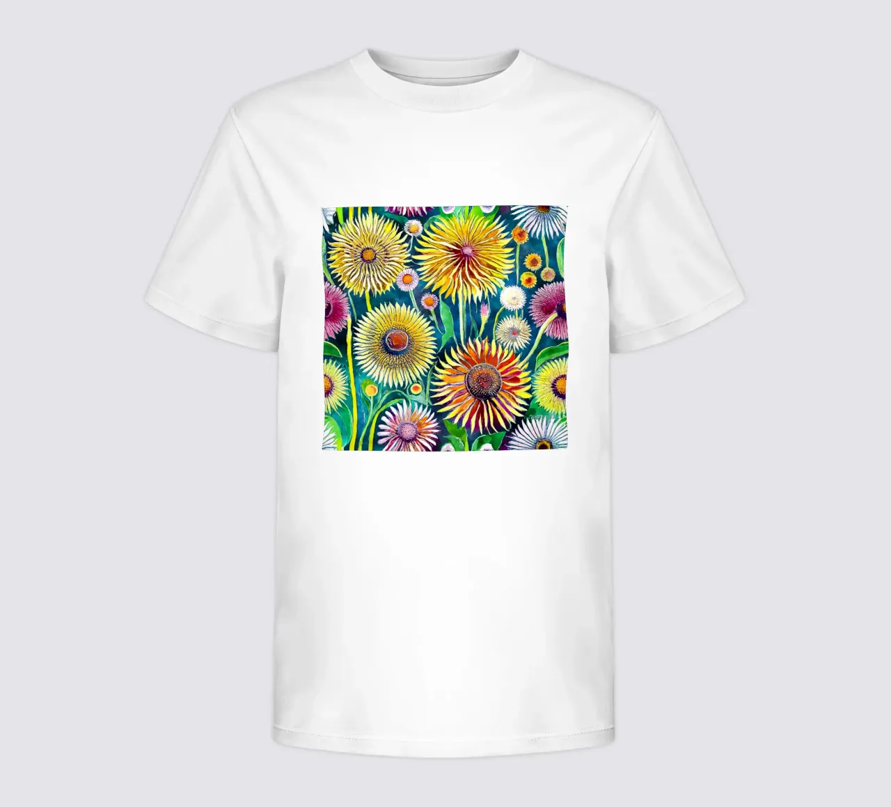 Funky Dandelions kids t-shirt by Botanical Pattern House
