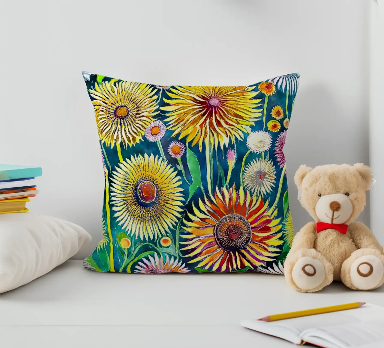 Funky Dandelions decorative cushion by Botanical Pattern House