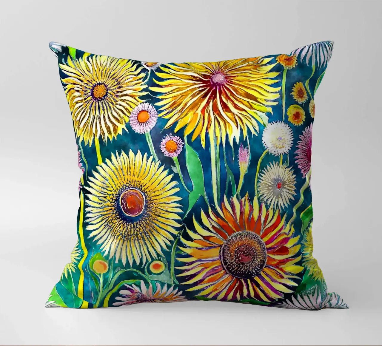 Funky Dandelions decorative cushion by Botanical Pattern House