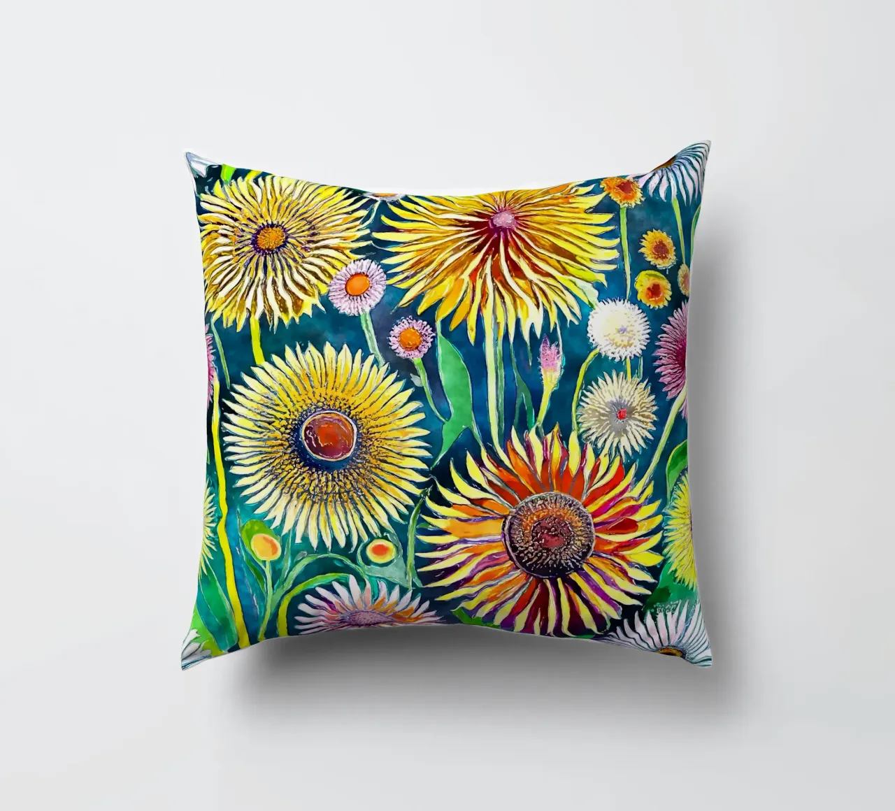 Funky Dandelions decorative cushion by Botanical Pattern House