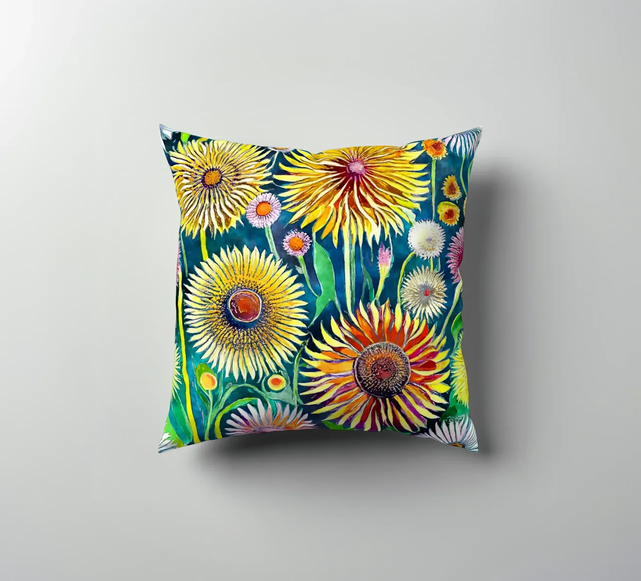 Funky Dandelions decorative cushion by Botanical Pattern House