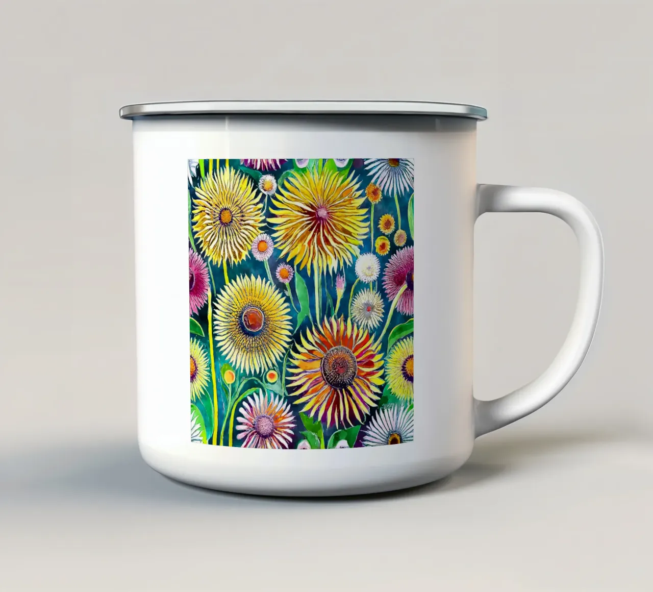 Denti di leone divertenti tazza in smalto da Botanical Pattern House