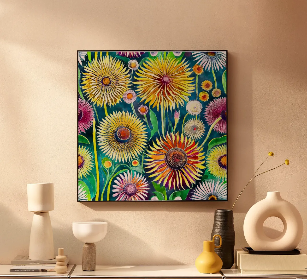 Funky Dandelions acrylic glass by Botanical Pattern House