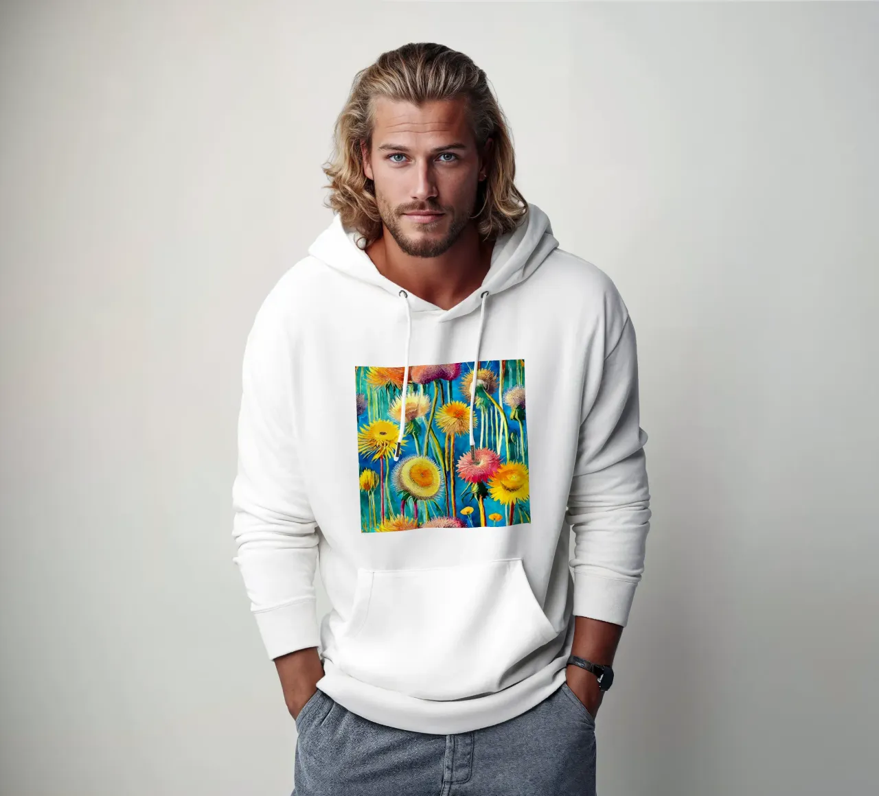 Denti di leone divertenti felpa con cappuccio da Botanical Pattern House