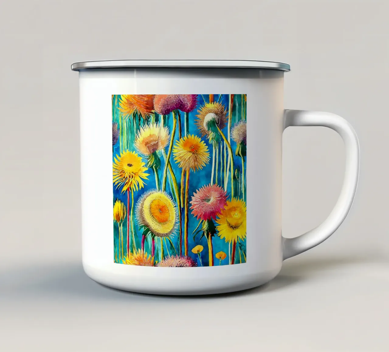 Denti di leone divertenti tazza in smalto da Botanical Pattern House