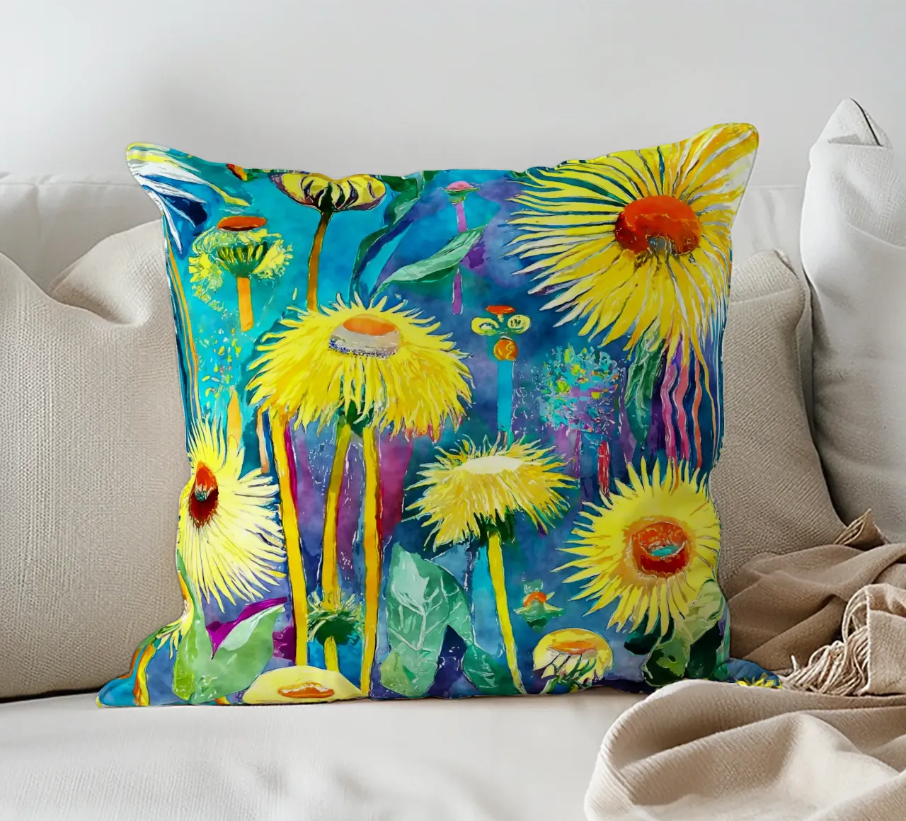 Denti di leone divertenti cuscino da Botanical Pattern House