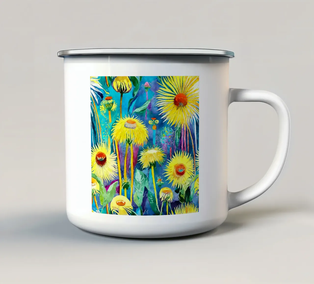 Denti di leone divertenti tazza in smalto da Botanical Pattern House