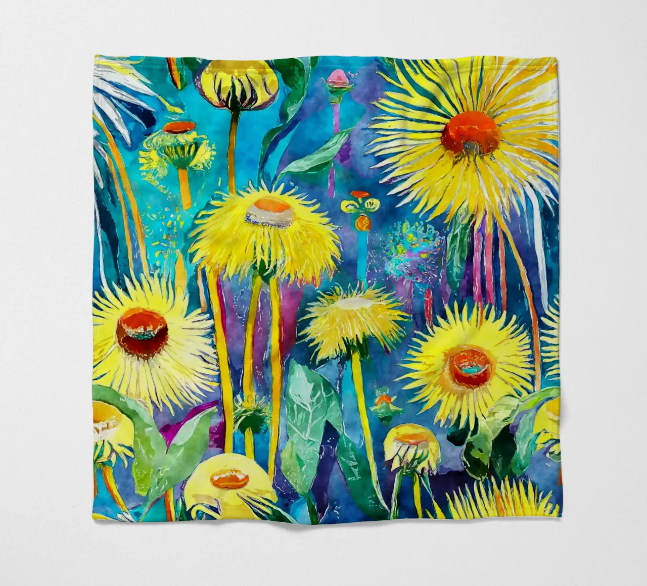 Denti di leone divertenti coperta in pile da Botanical Pattern House
