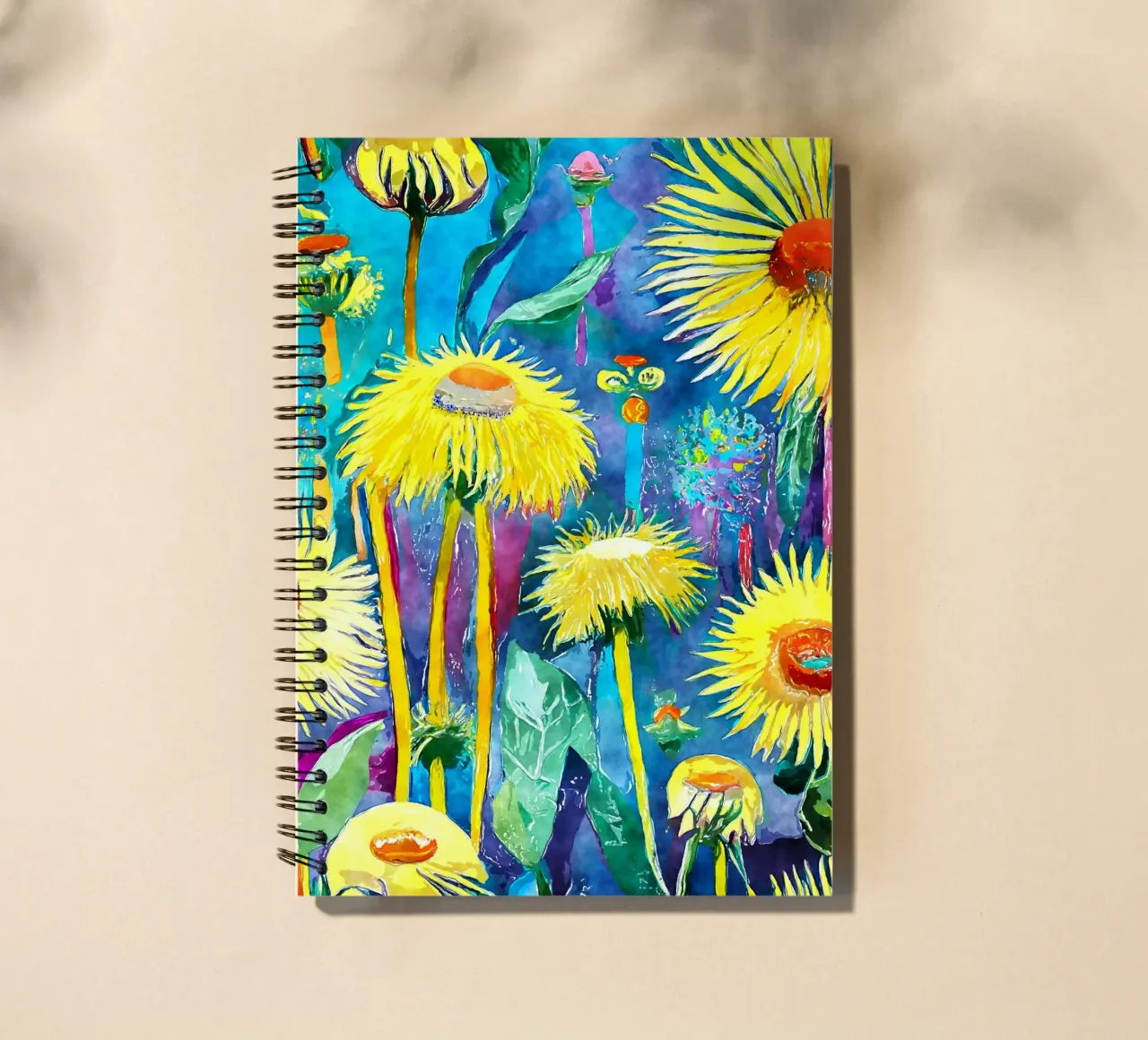 Funky Dandelions spiral notebook by Botanical Pattern House