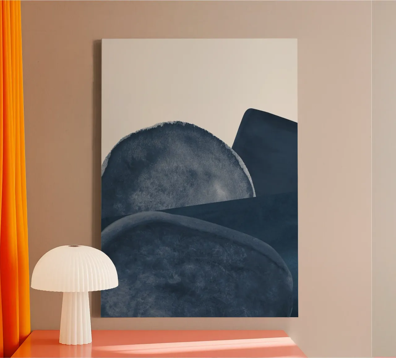 Blauw landschap canvas met Baklijst van Rose Beck Art