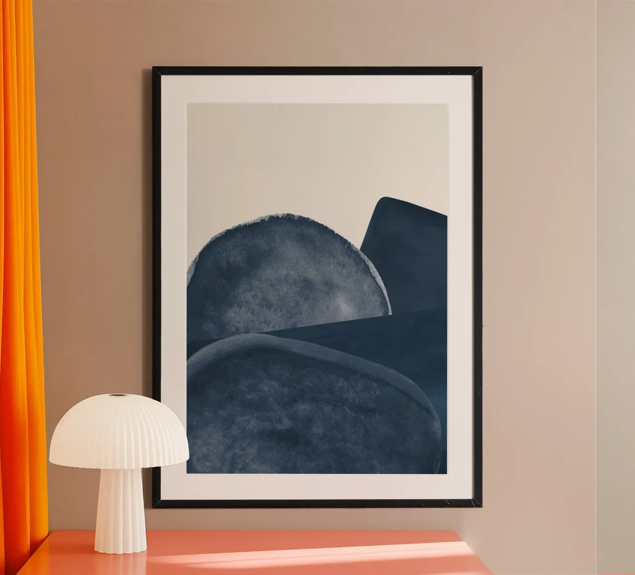 Paesaggio blu poster con telaio in plastica da Rose Beck Art