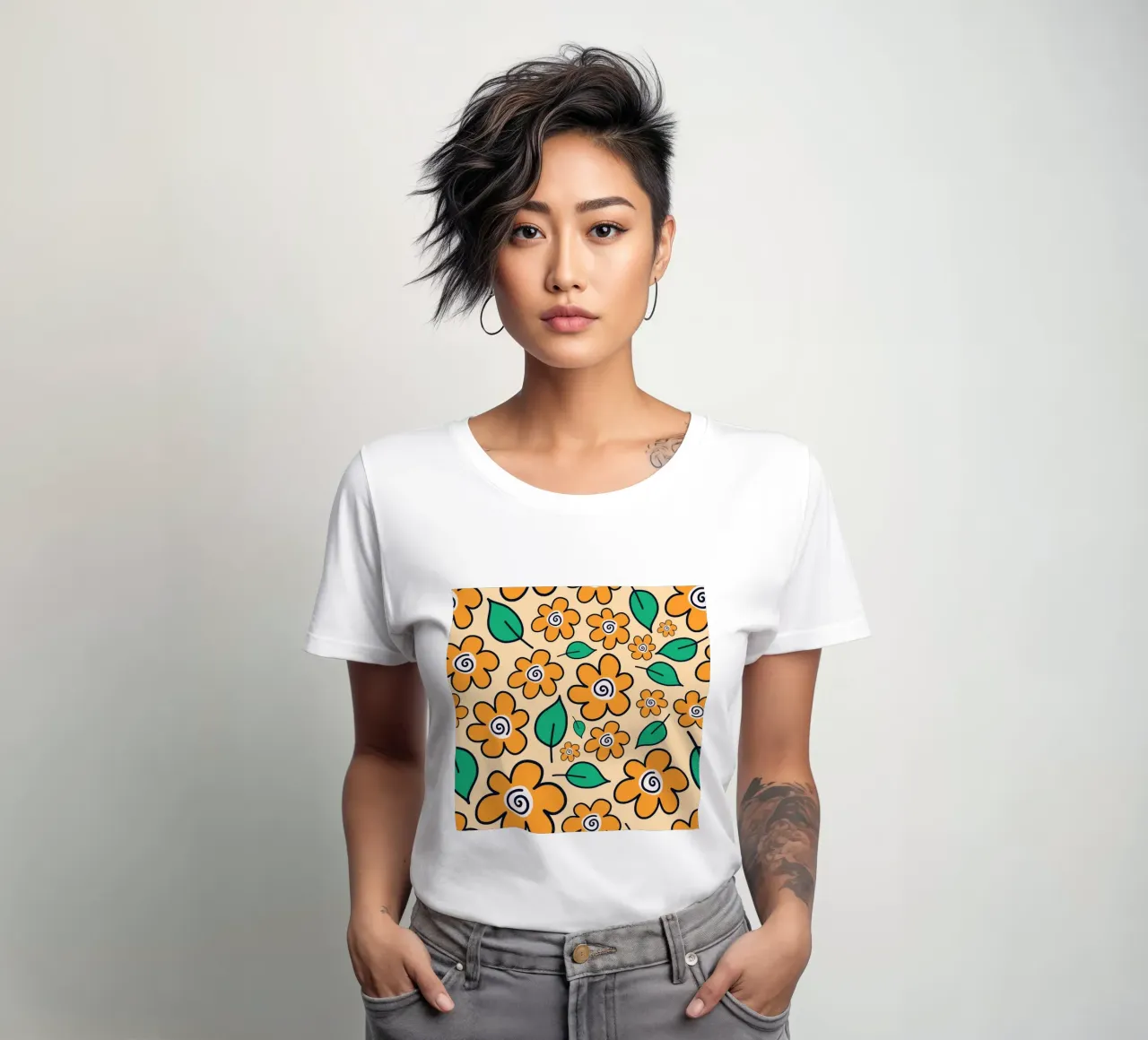 Happy Bloom Doodles women's fitted t-shirt by Happy Littles