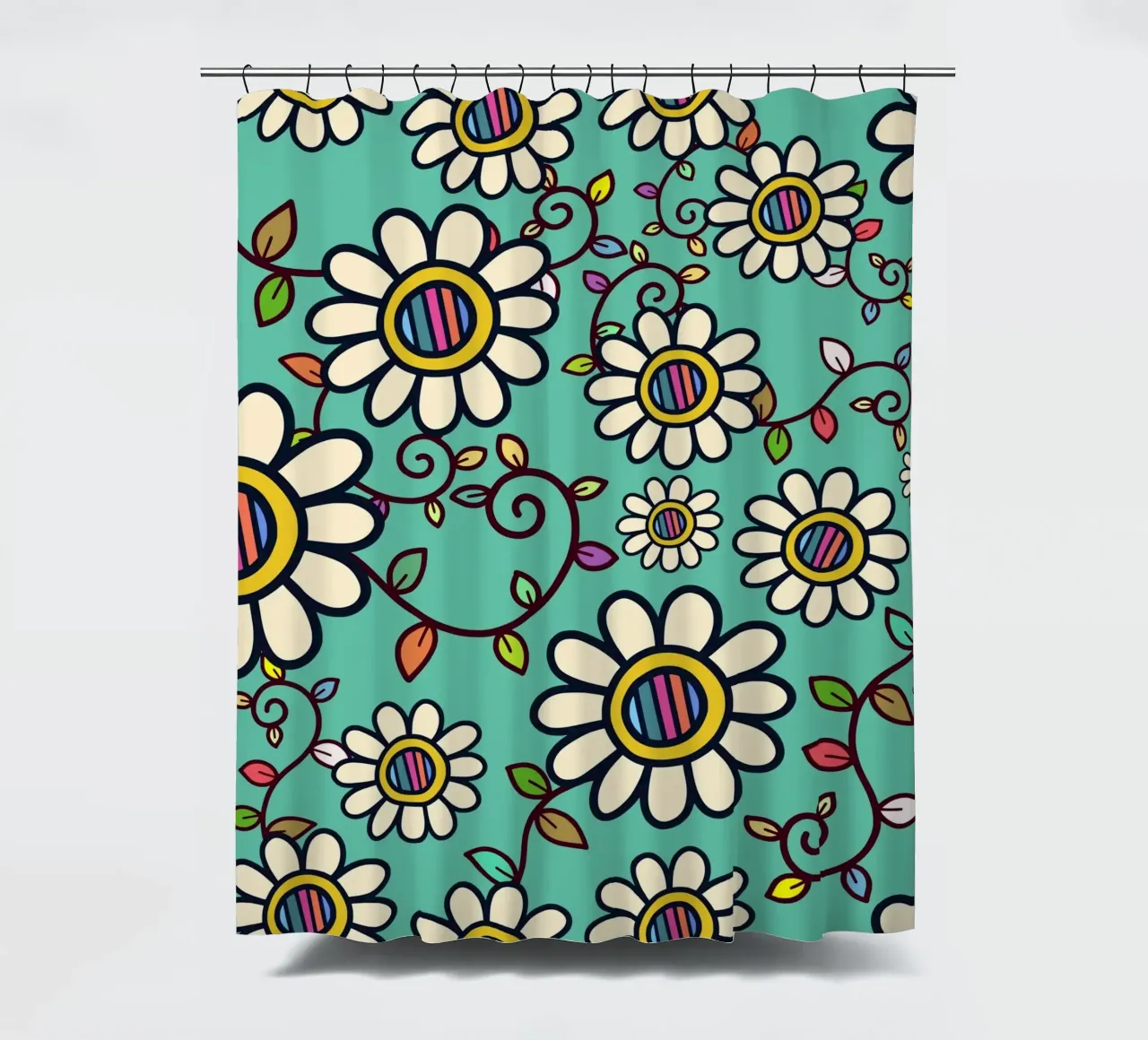 Happy Bloom Doodles shower curtain by Happy Littles