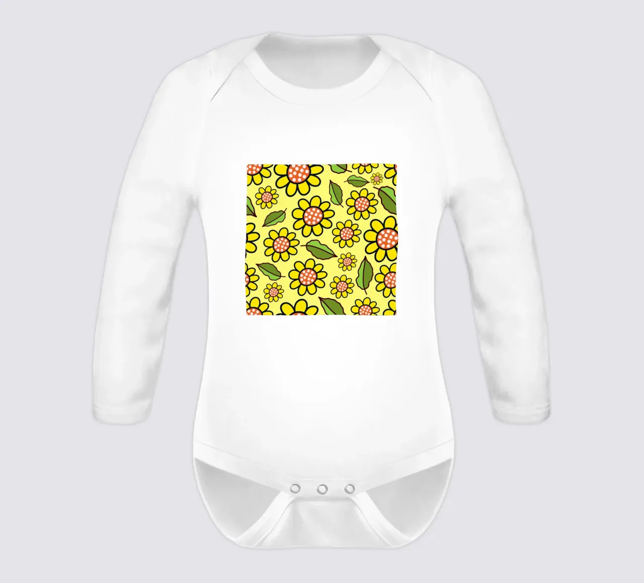 Happy Bloom Doodles long-sleeve baby romper by Happy Littles