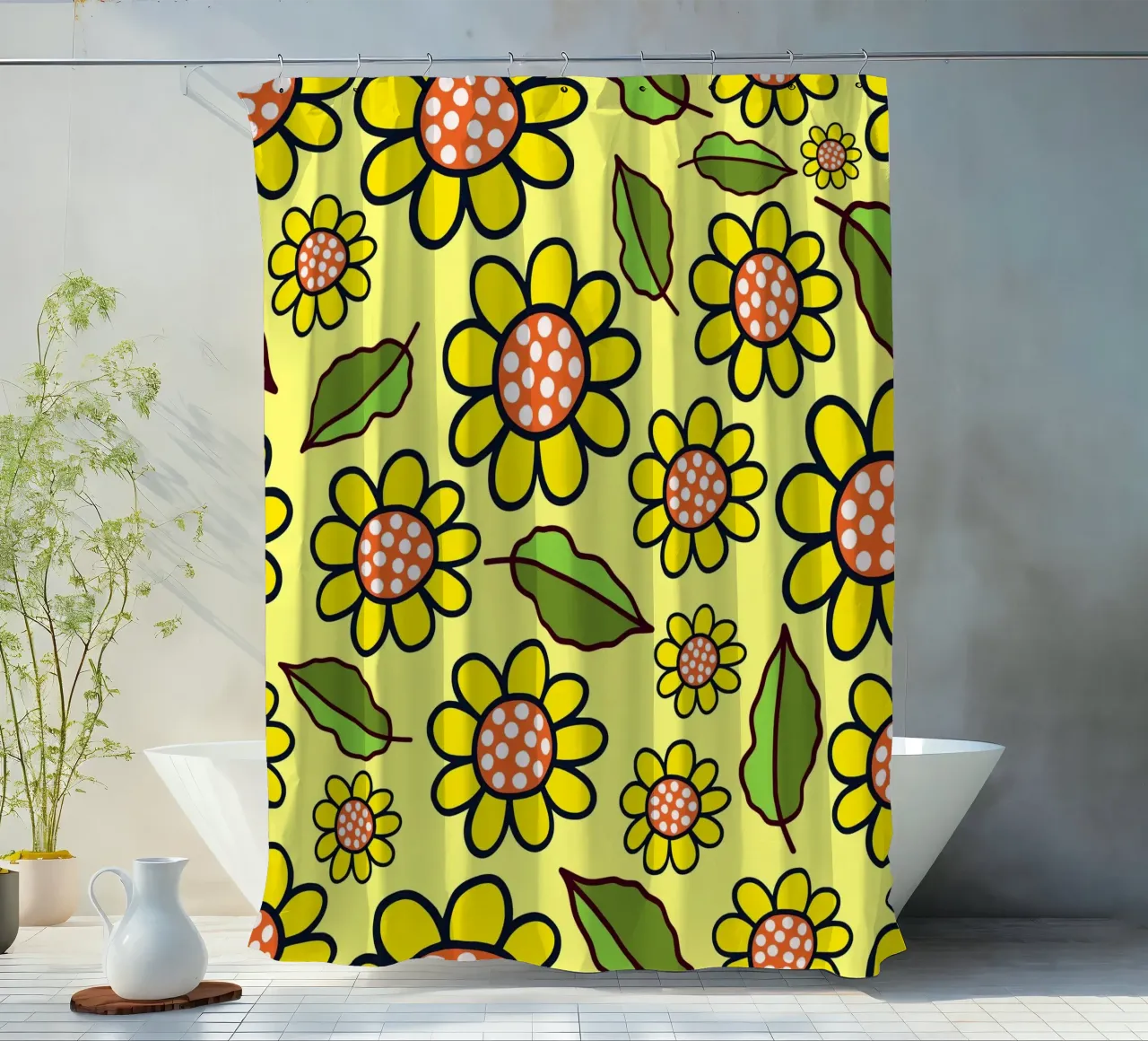 Happy Bloom Doodles shower curtain by Happy Littles
