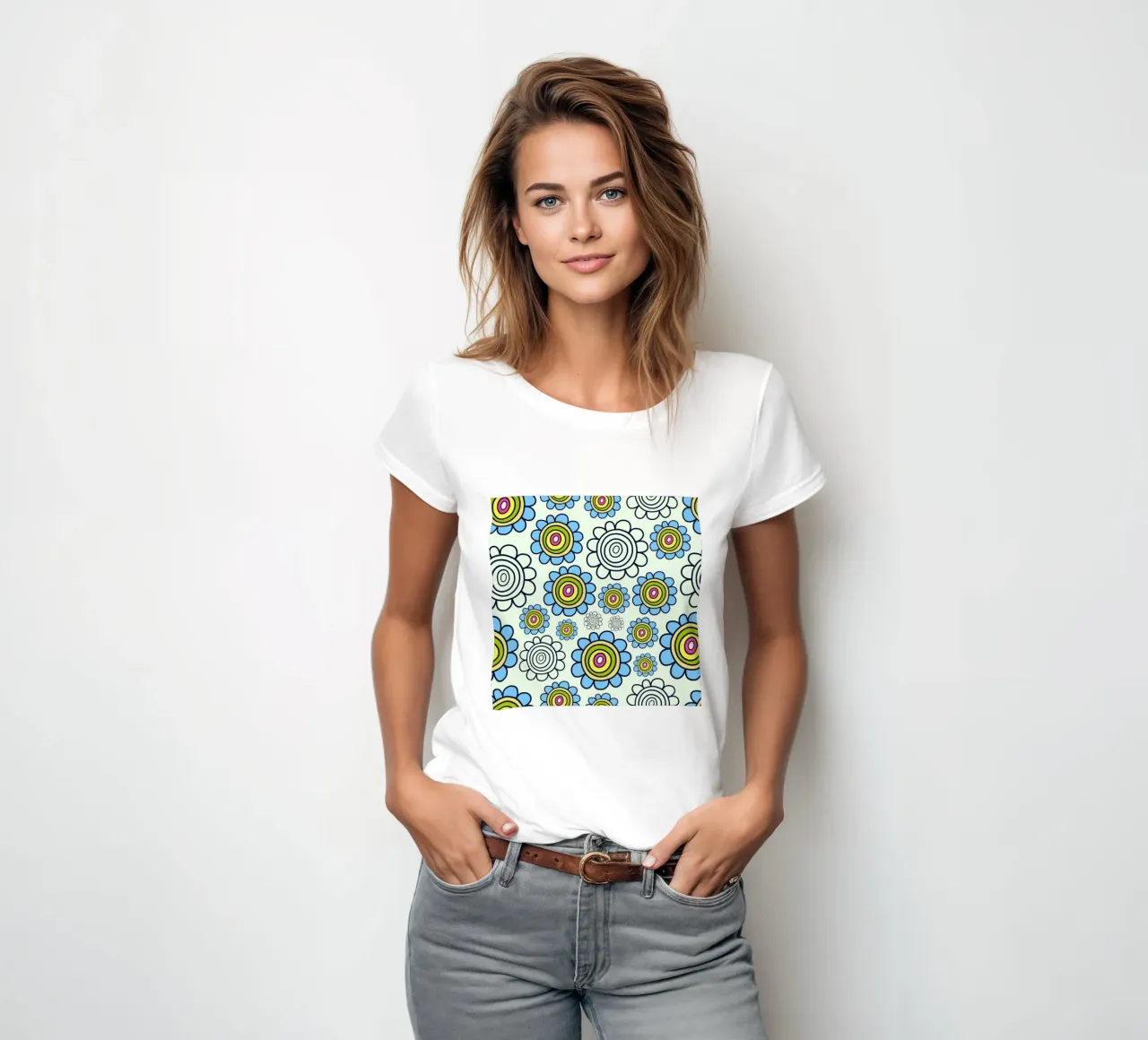 Happy Bloom Doodles women's fitted t-shirt by Happy Littles