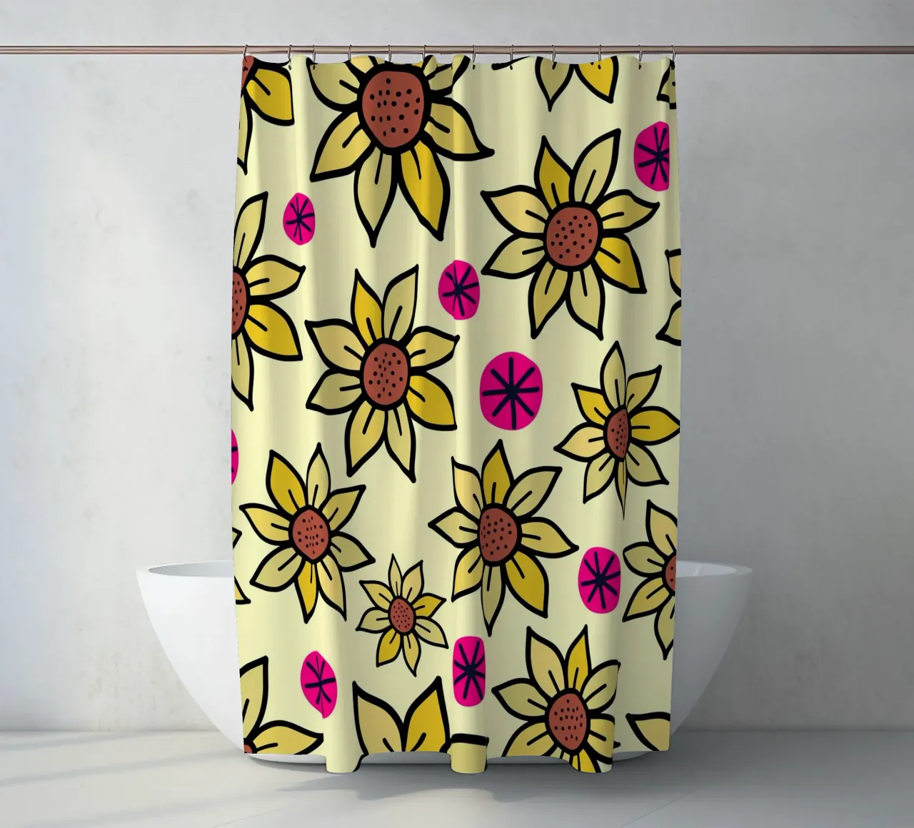 Happy Bloom Doodles shower curtain by Happy Littles