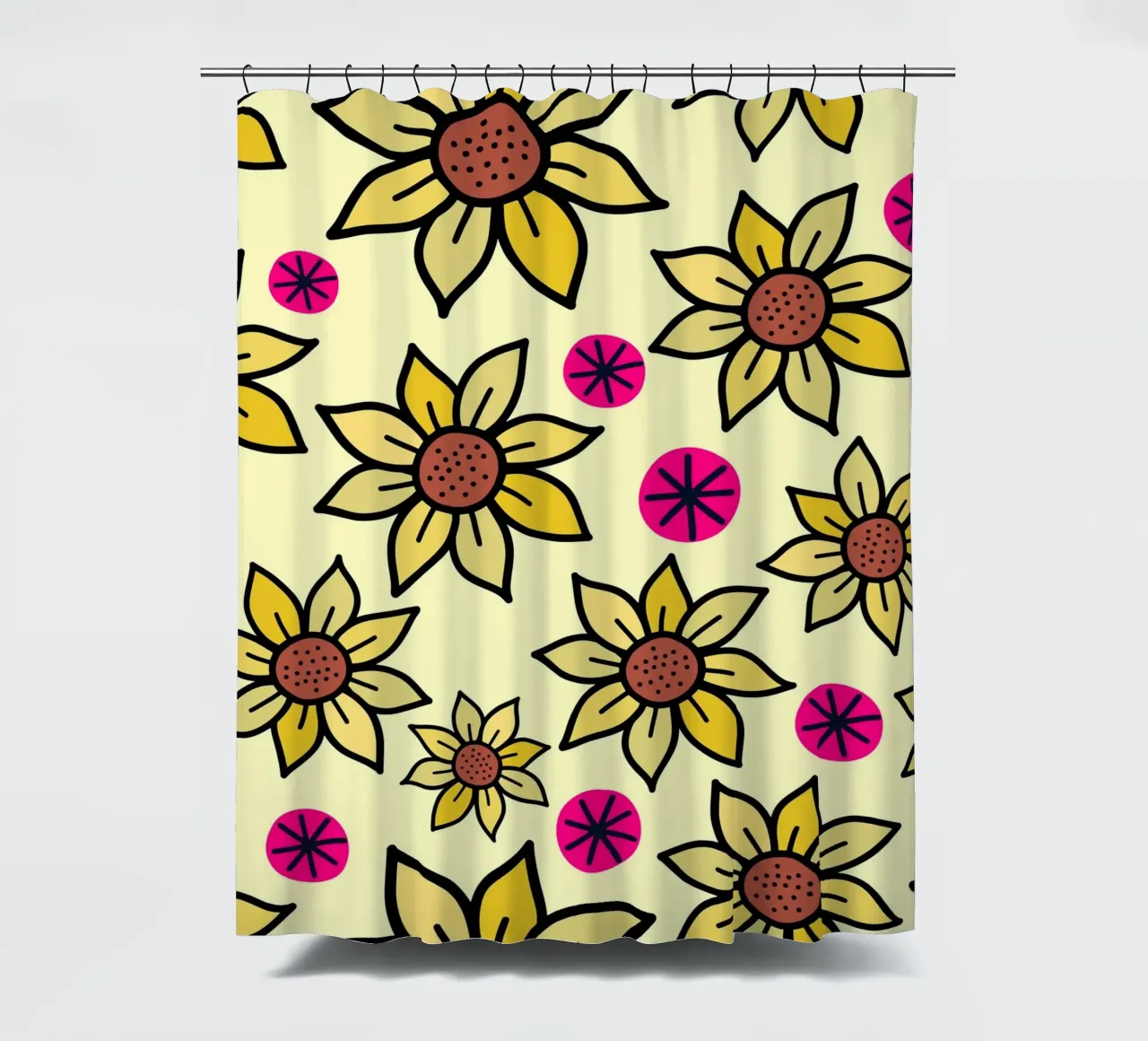 Happy Bloom Doodles shower curtain by Happy Littles