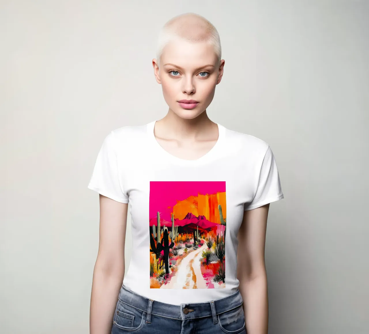 Mexican desert women's fitted t-shirt by Justyna Jaszke JBJart