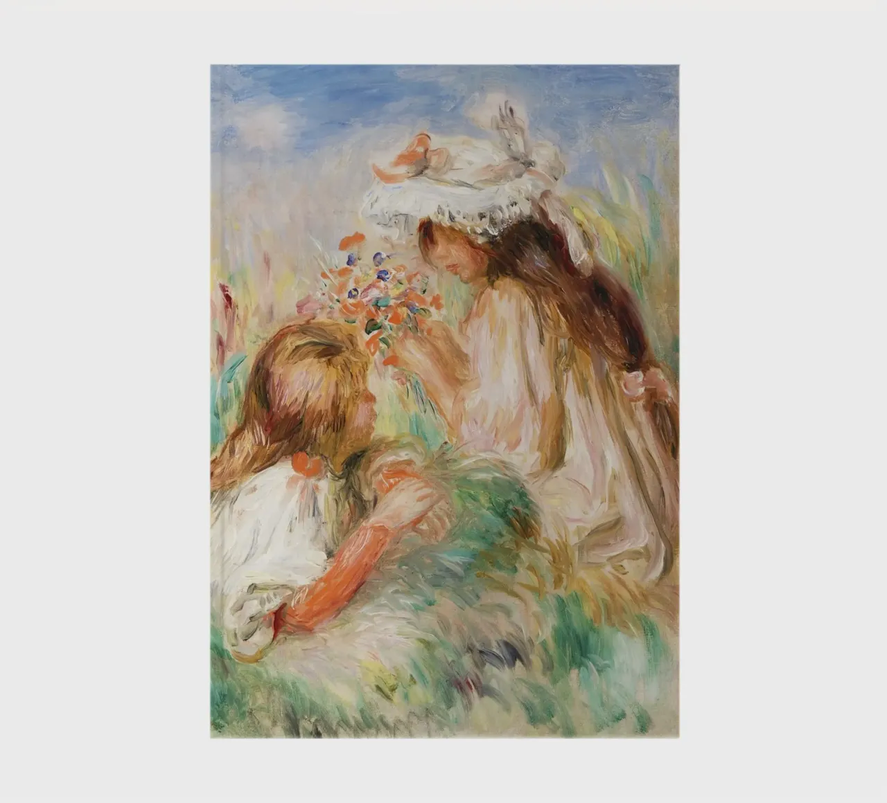 Filles dans l'herbe arrangeant un bouquet carnet de notes de Pretty Flowers Vintage Botanicals