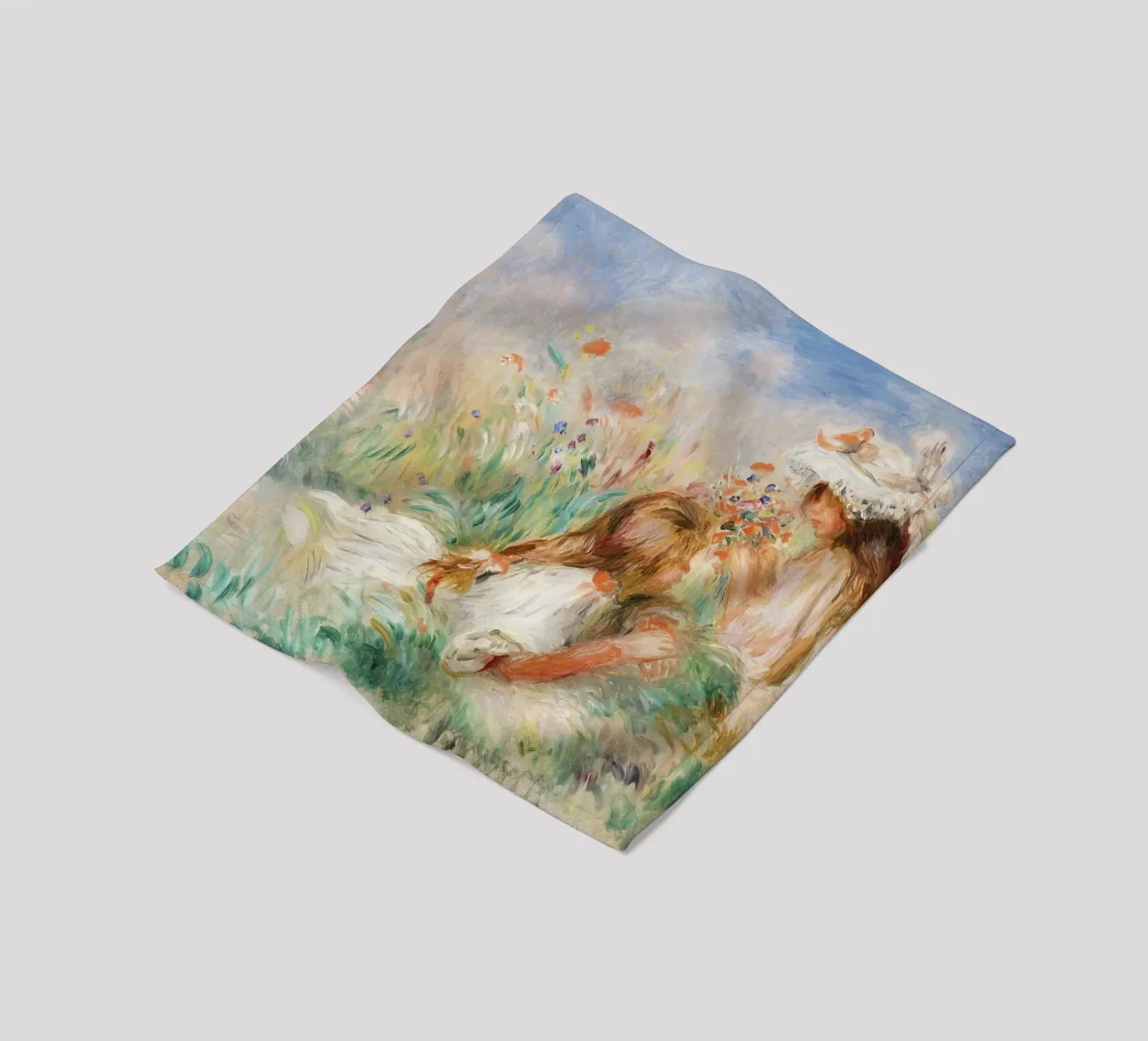 Ragazze nell'erba che compongono un bouquet coperta in pile da Pretty Flowers Vintage Botanicals