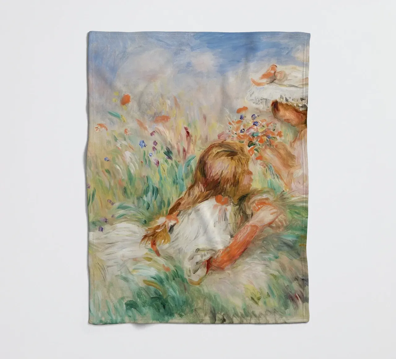 Ragazze nell'erba che compongono un bouquet coperta in pile da Pretty Flowers Vintage Botanicals