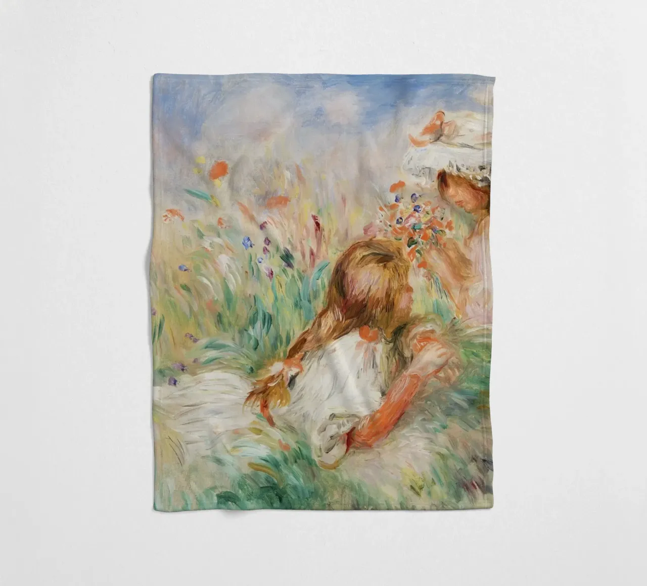 Ragazze nell'erba che compongono un bouquet coperta in pile da Pretty Flowers Vintage Botanicals