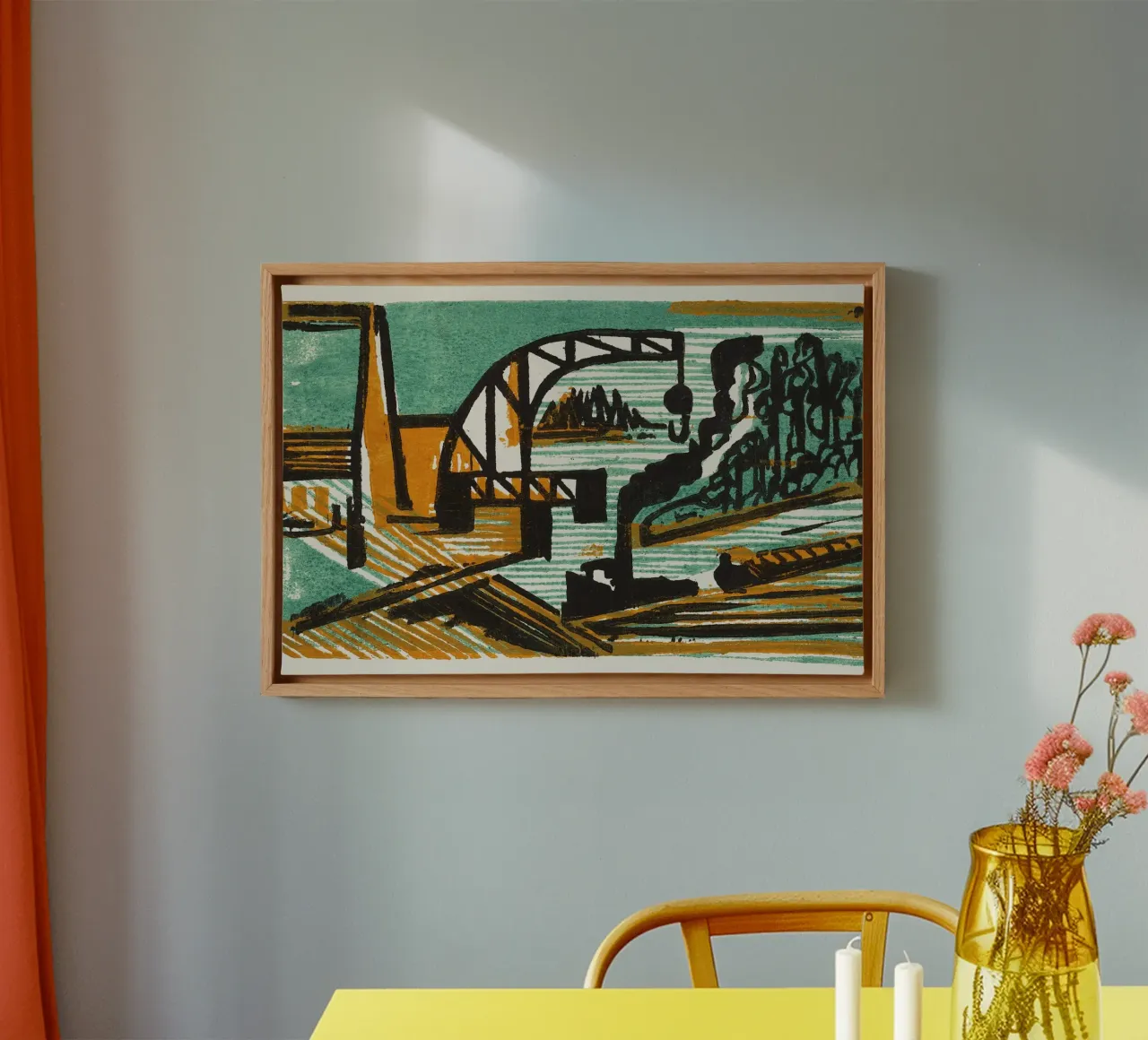 Ernst Ludwig Kirchner: fiume industriale, grassetto tedesco espresso tela con Cornice a cassetta da NorwesClub