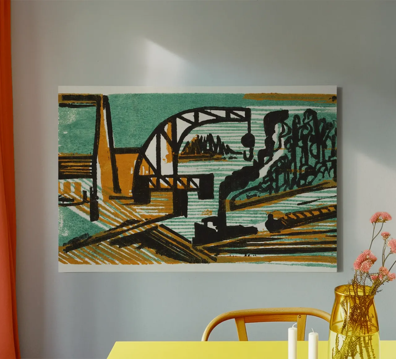 Ernst Ludwig Kirchner: fiume industriale, grassetto tedesco espresso tela con Cornice a cassetta da NorwesClub