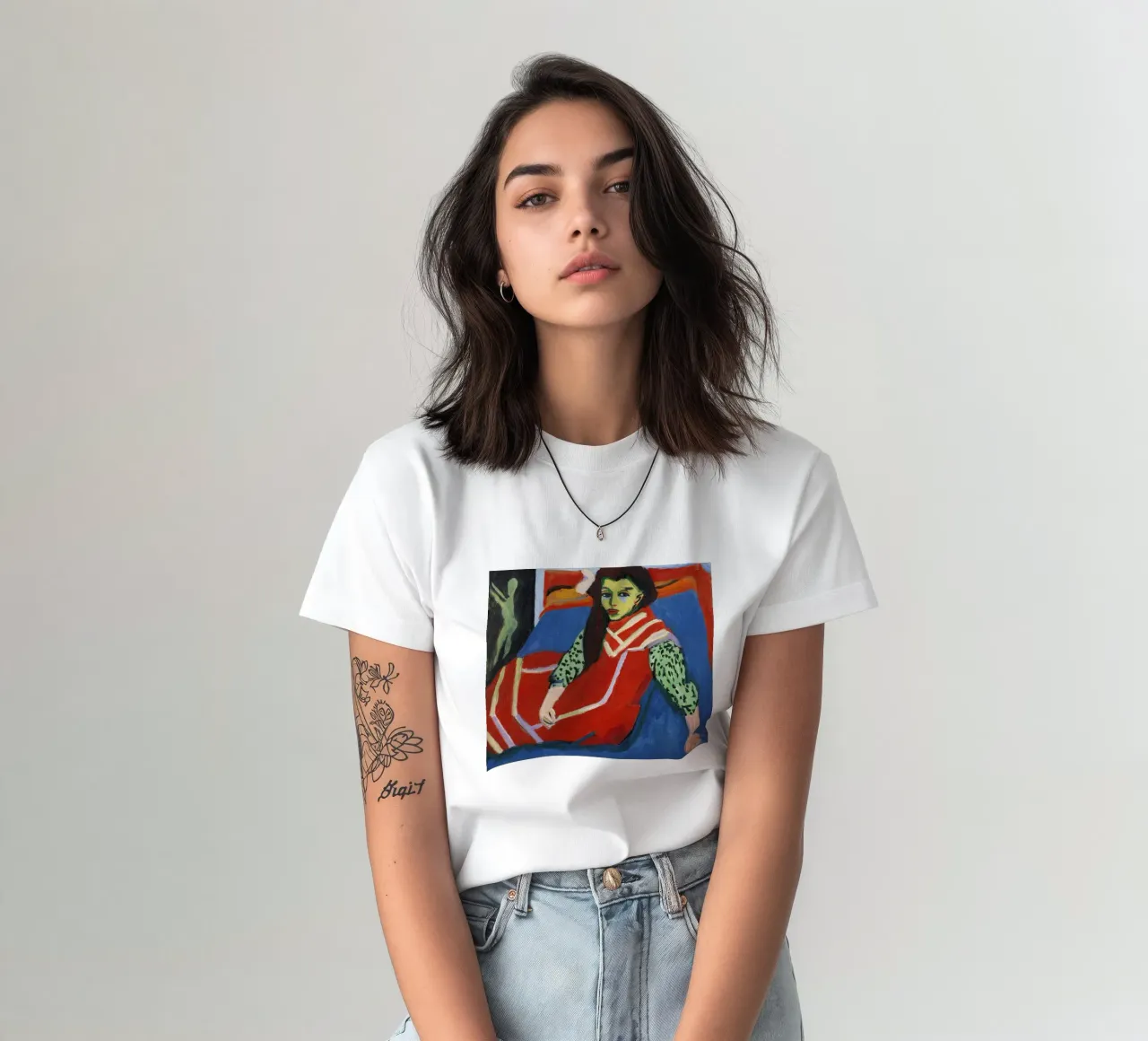 Ernst Ludwig Kirchner: Expressief portret, Gedurfde Duitse kunst t-shirt van NorwesClub