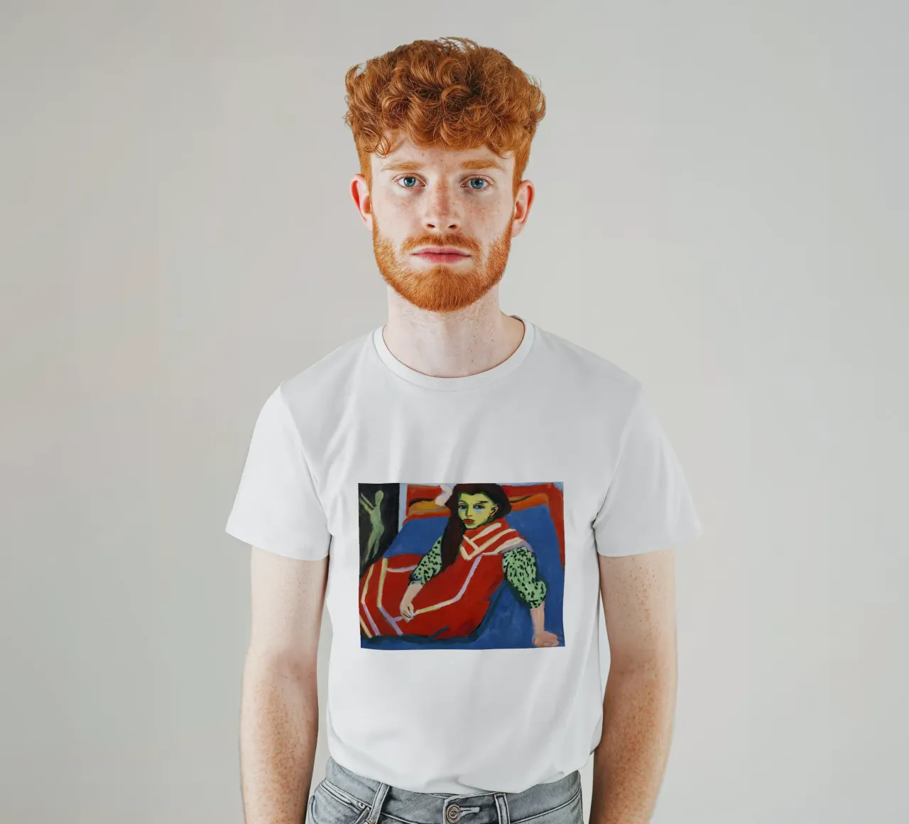 Ernst Ludwig Kirchner: Expressief portret, Gedurfde Duitse kunst t-shirt van NorwesClub