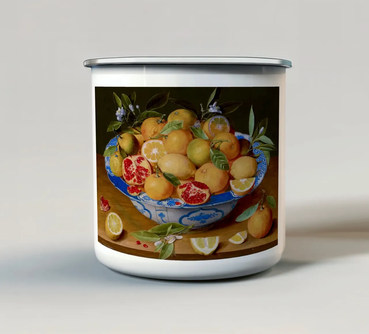 Hulsdonck Still Life: Dutch Golden Age, Fruitful, Grand Mill enamel mug by NorwesClub