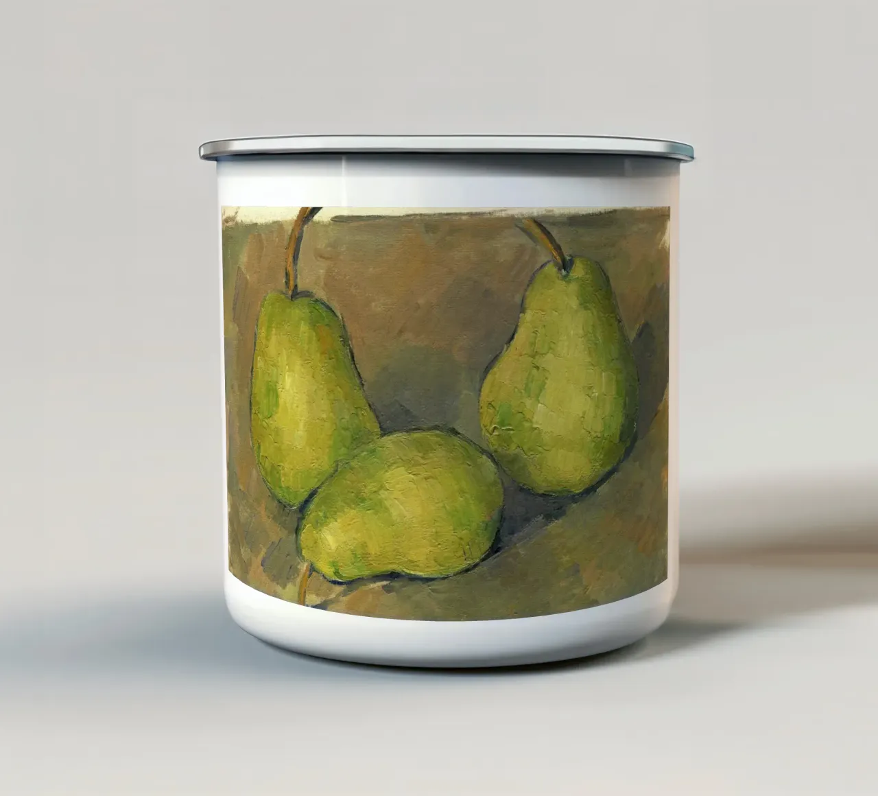 Cézanne Peren: Post-Impressionistisch, Kubisme, Modern Stilleven emaille mok van NorwesClub