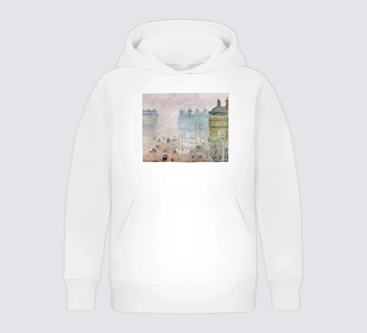 Pissarro's Paris Fog: Impressionist Cityscape, Moody, Serene kids hoodie by NorwesClub