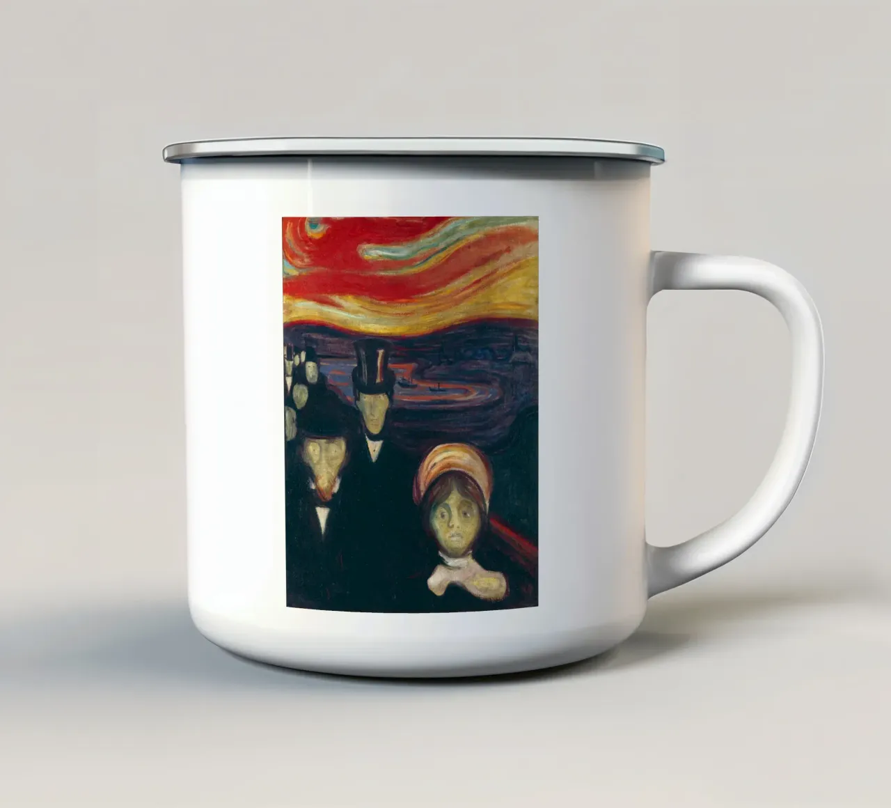 L'ansia di Munch: Espressionista, esistenziale, oscura Academia P tazza in smalto da NorwesClub