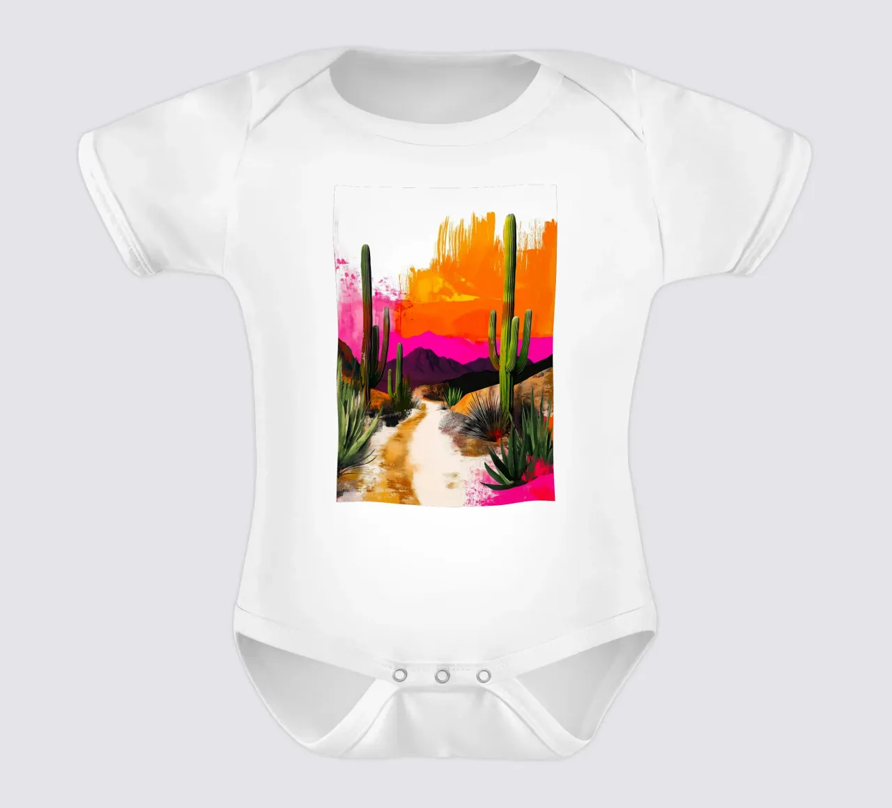 Deserto messicano con cactus body neonato maniche corte da Justyna Jaszke JBJart